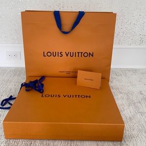 Empty LOUIS VUITTON BOX with Dust Bag Ribbon and Card Holder